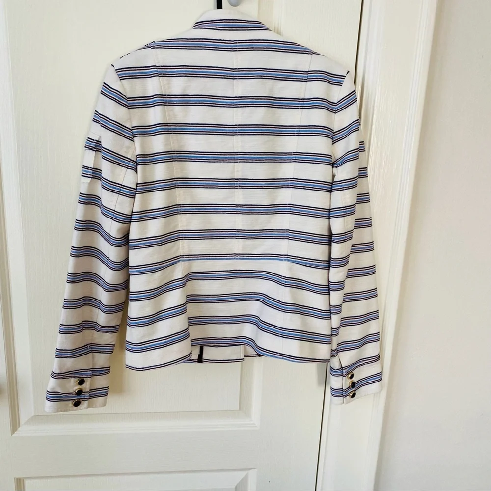 Tory Burch Sergeant Pepper Striped Button Front Military Jacket Blazer Size 8